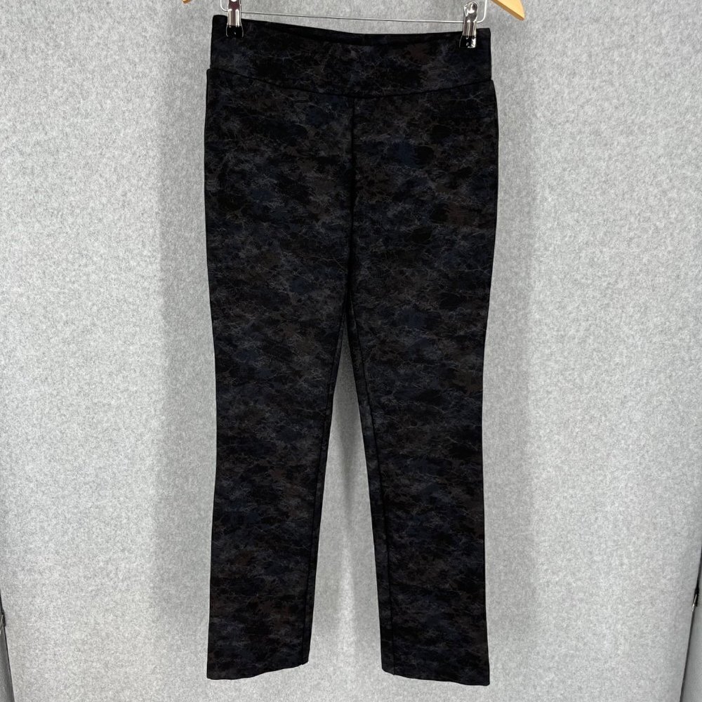 Soft Surroundings Womens Pull On Knit Pant Size XS Black Abstract Stretch Office